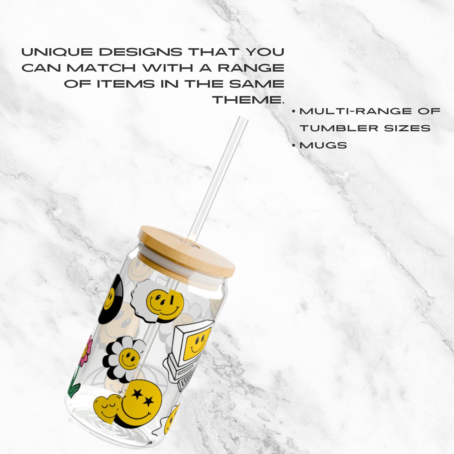 Smiley Daze 16oz Glass Tumbler | Soda Can