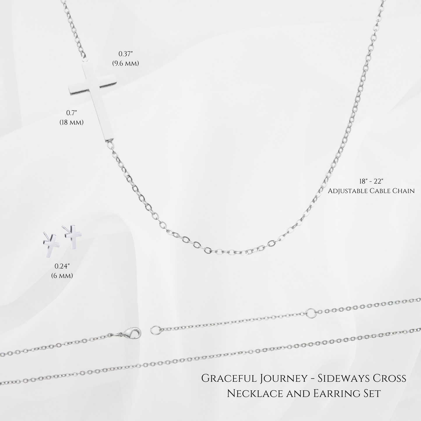 Graceful Journey - Sideways Cross Necklace and Earring Set
