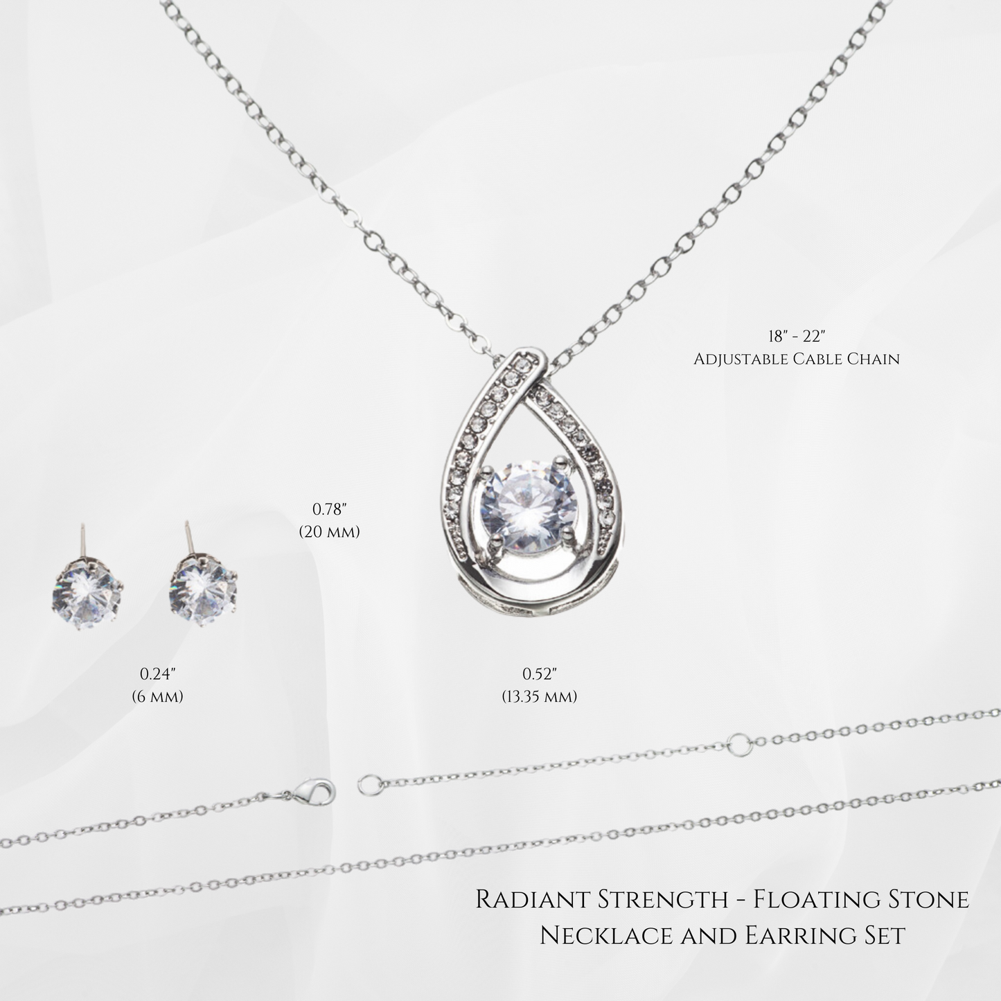 Radiant Strength - Floating Stone Necklace and Earring Set