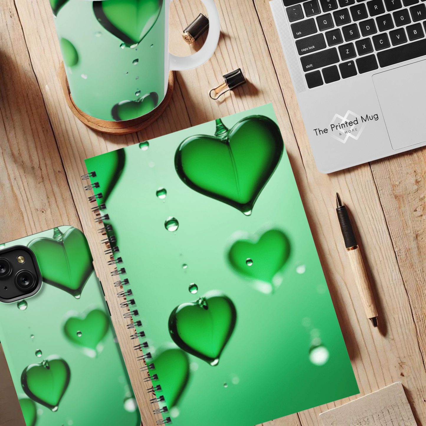 Emerald Heart Drops 5.5"x8.5" Hardcover Planner