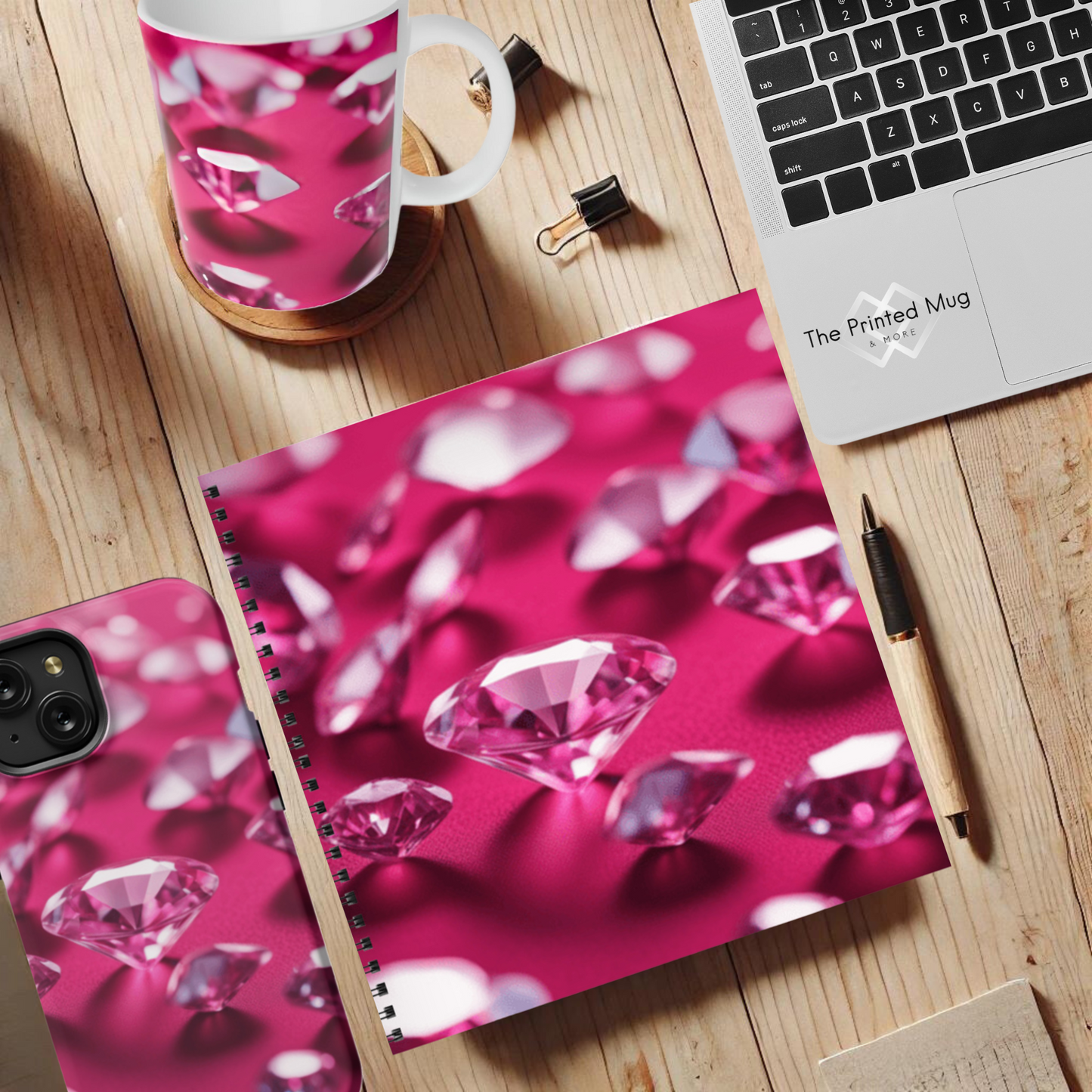 Pink Diamond Sparkle 8.5" x 8.5" Hardcover Notebook