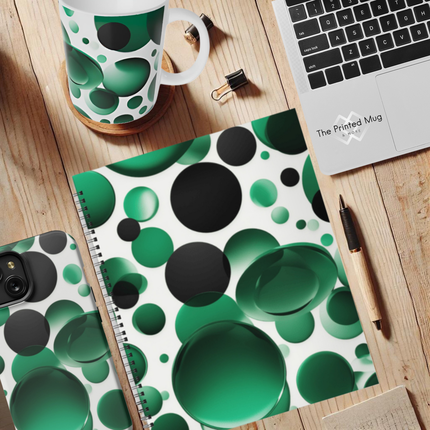 Emerald Bubbles 8.5"x11" Hardcover Notebook