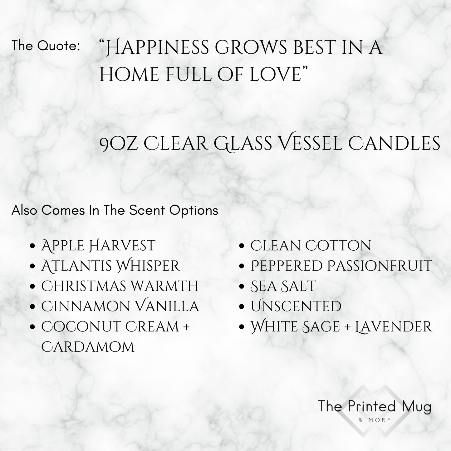 9oz Clean Cotton Clear Candle – Love & Happiness at Home