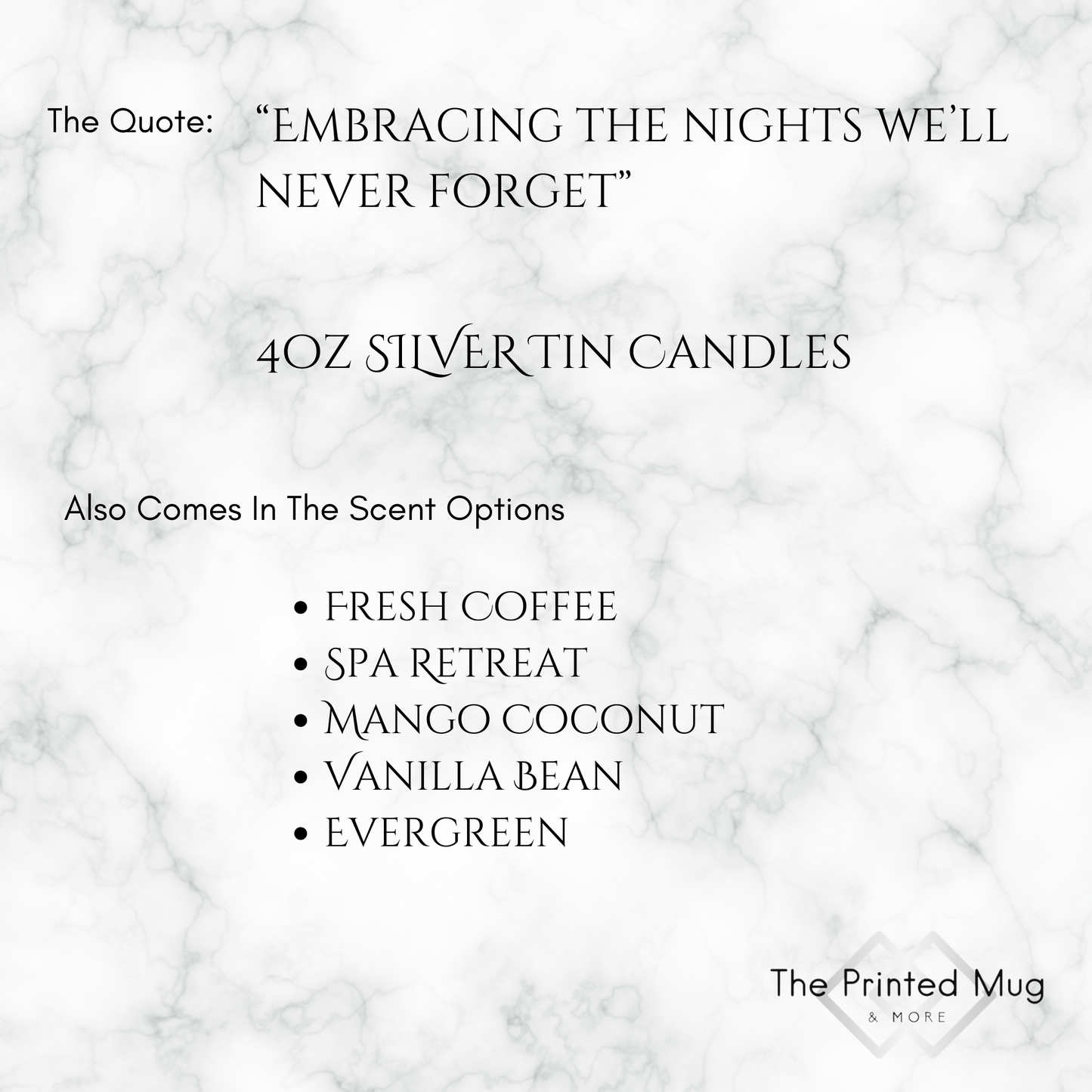4oz Fresh Coffee Silver Tin Candle – Unforgettable Nights