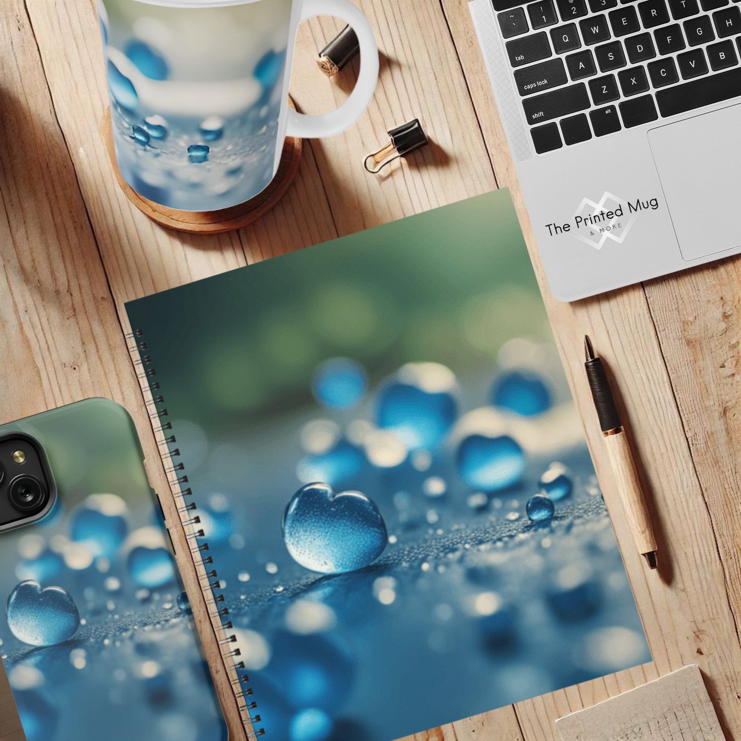 Blue Love Drops 8.5"x11" Hardcover Notebook