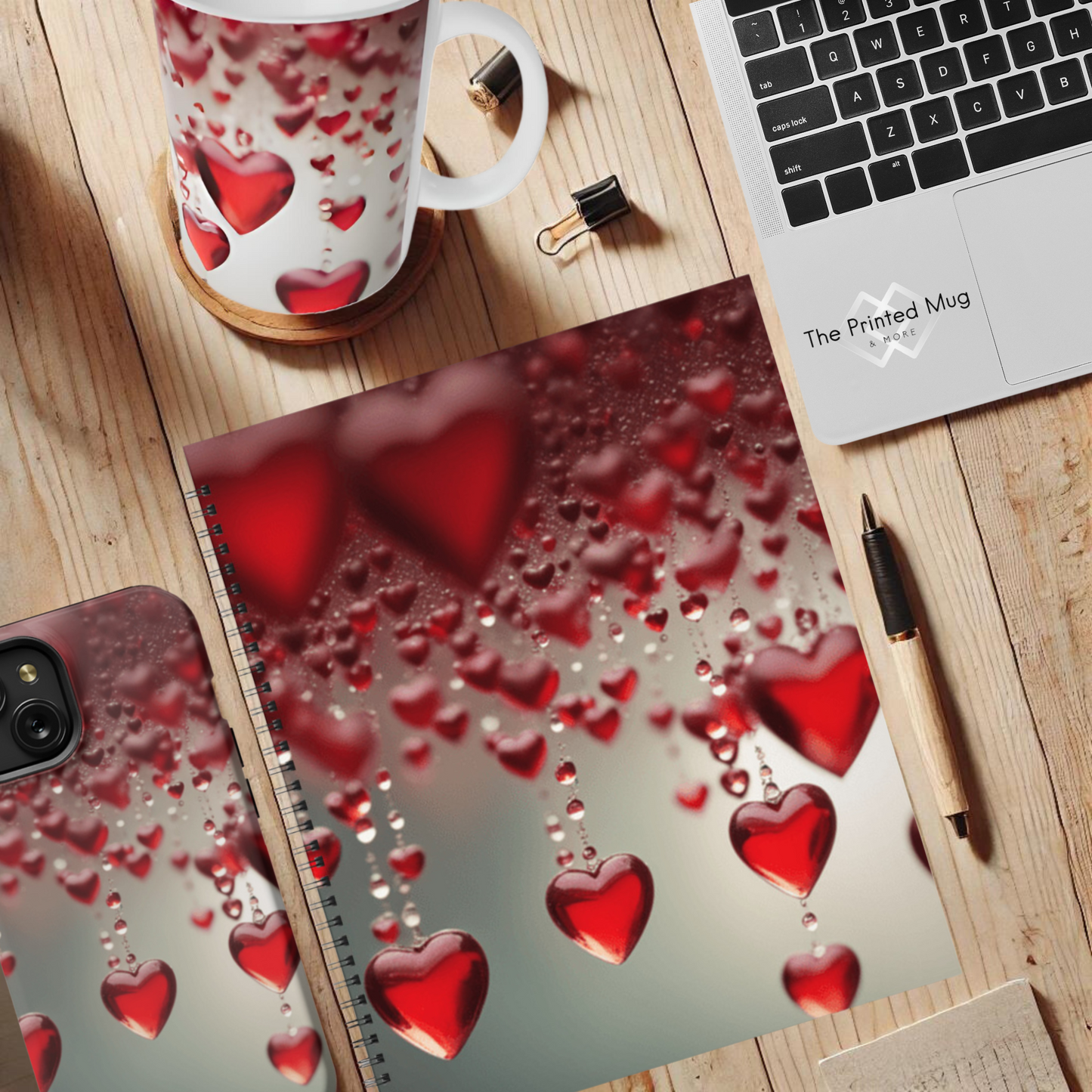 Red Heart Rain 8.5"x11" Hardcover Notebook