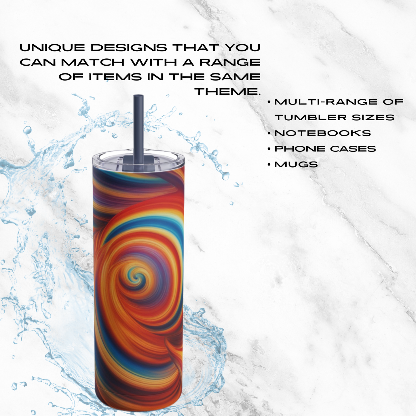 Fiery Vortex 20oz Skinny Tumbler - With Straw