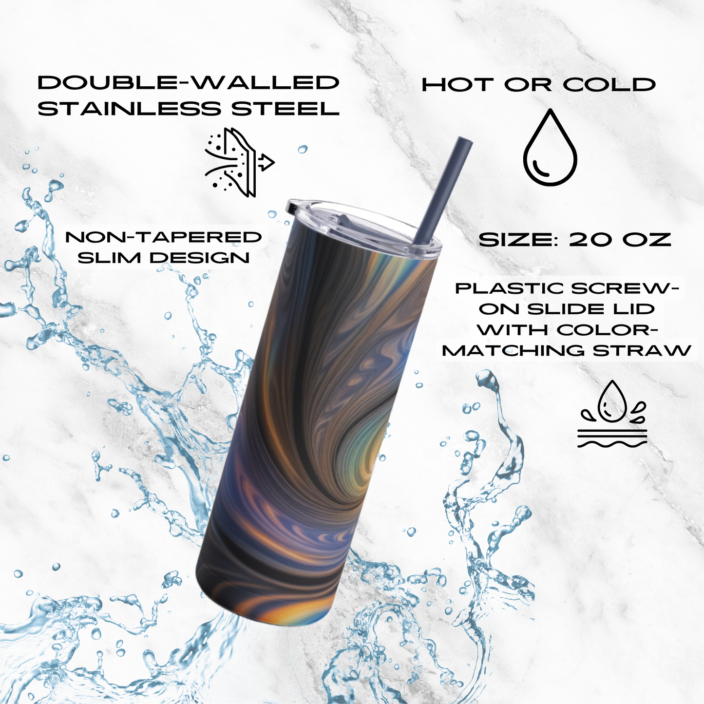 Galactic Glow 20oz Skinny Tumbler - With Straw