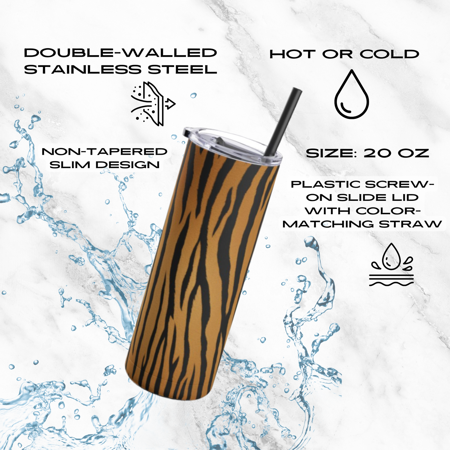 Golden Safari 20oz Skinny Tumbler - With Straw