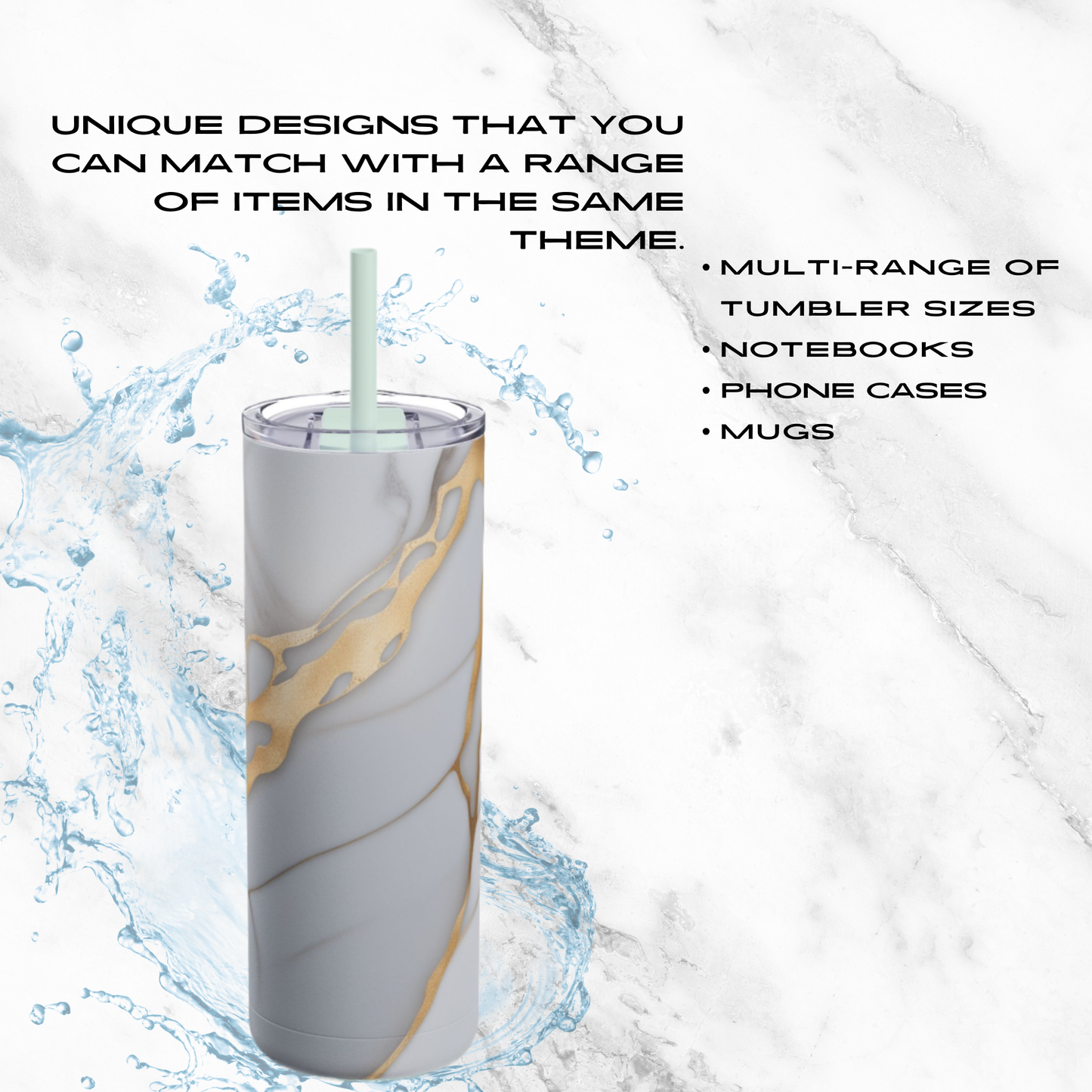 Golden Streams 20oz Skinny Tumbler - With Straw