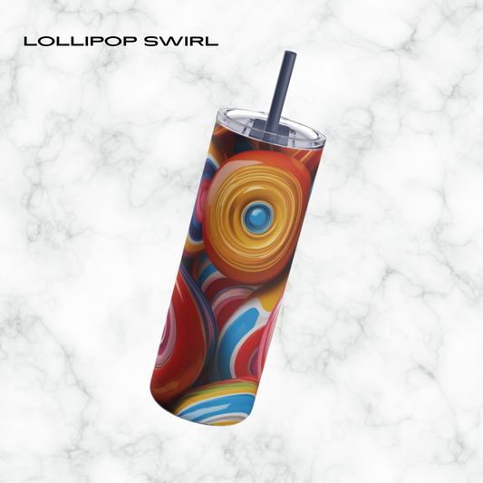 Lollipop Swirl 20oz Skinny Tumbler - With Straw