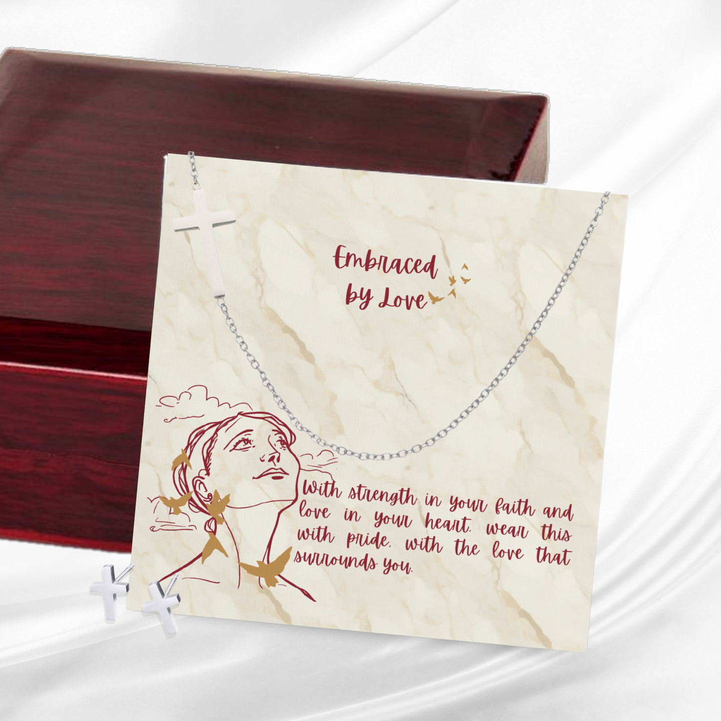 Embraced by Love - Sideways Cross Necklace and Earring Set