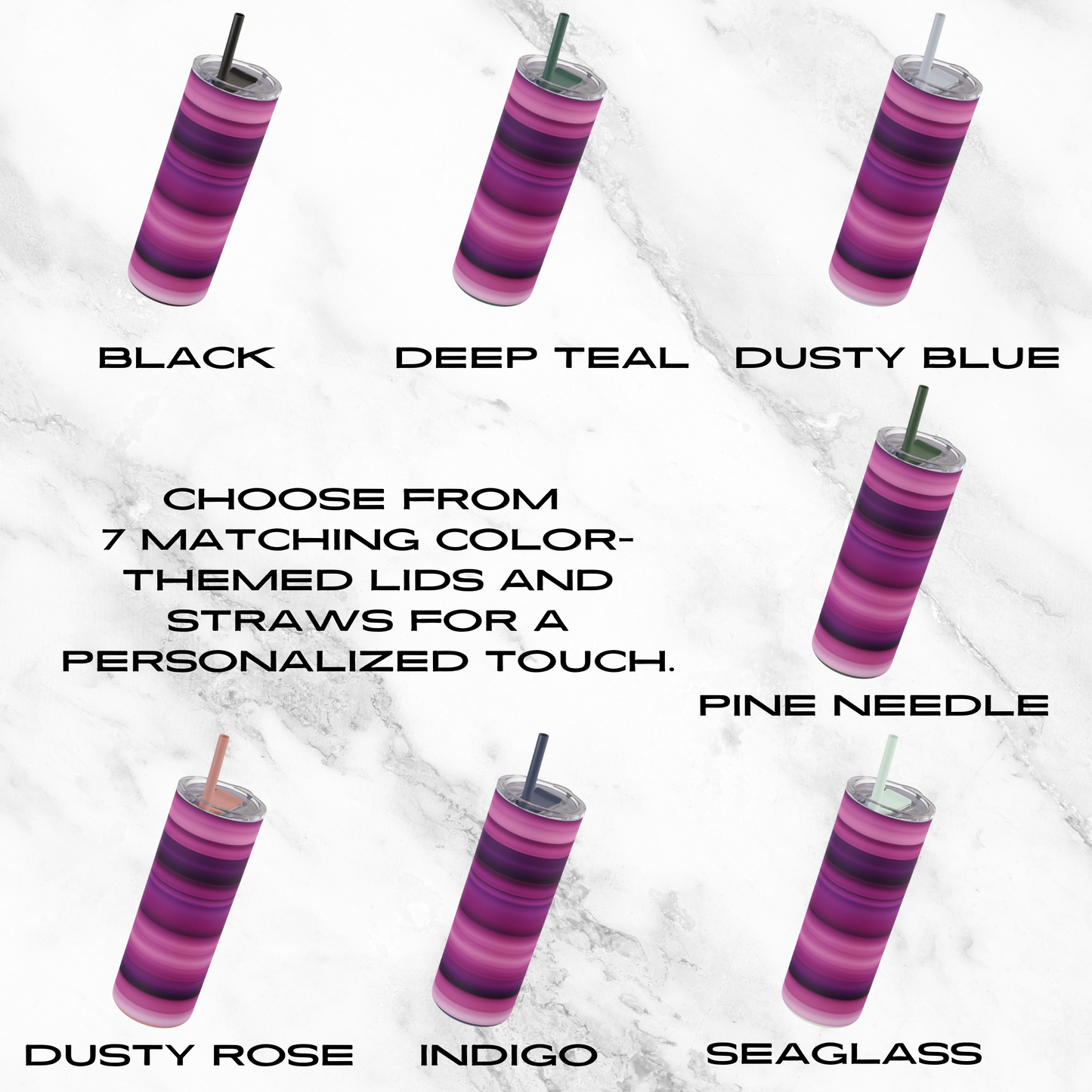 Violet Waves 20oz Skinny Tumbler - With Straw