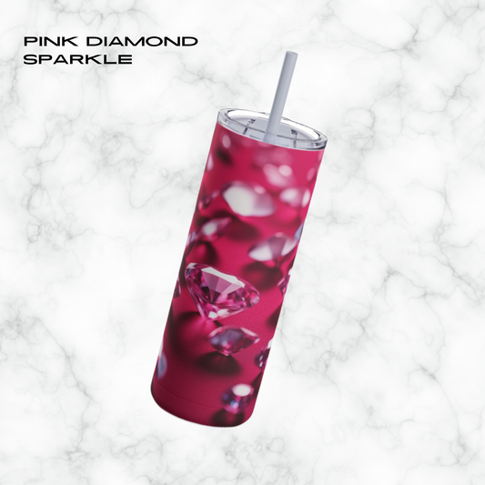 Pink Diamond Sparkle 20oz Skinny Tumbler - With Straw