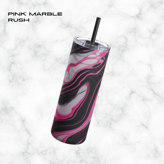 Pink Marble Rush 20oz Skinny Tumbler - With Straw