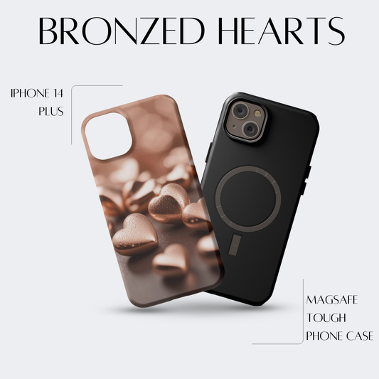 Bronzed Hearts - iPh 14 Plus MagSafe Tough Matte Finish