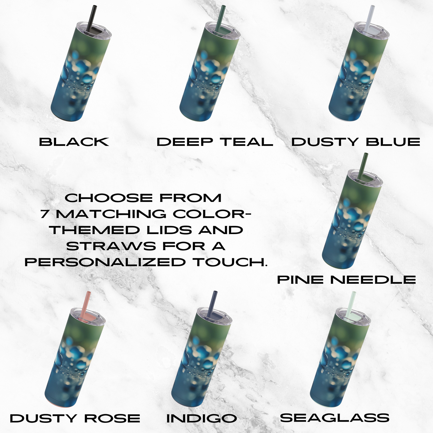 Blue Love Drops 20oz Skinny Tumbler - With Straw
