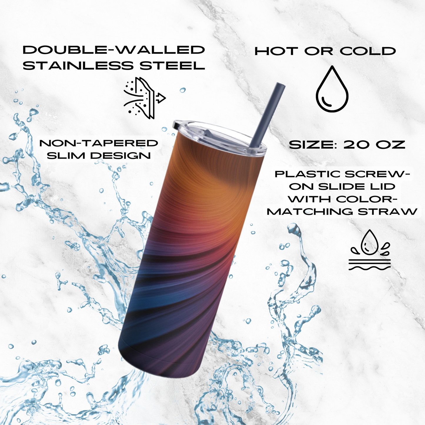 Radiant Swirl 20oz Skinny Tumbler - With Straw