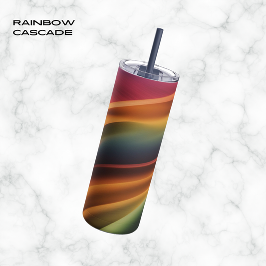 Rainbow Cascade 20oz Skinny Tumbler - With Straw