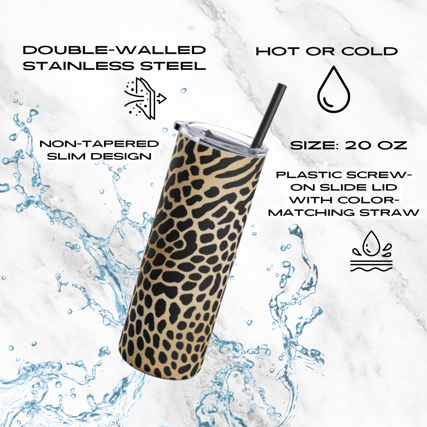 Savannah Swirl 20oz Skinny Tumbler - With Straw