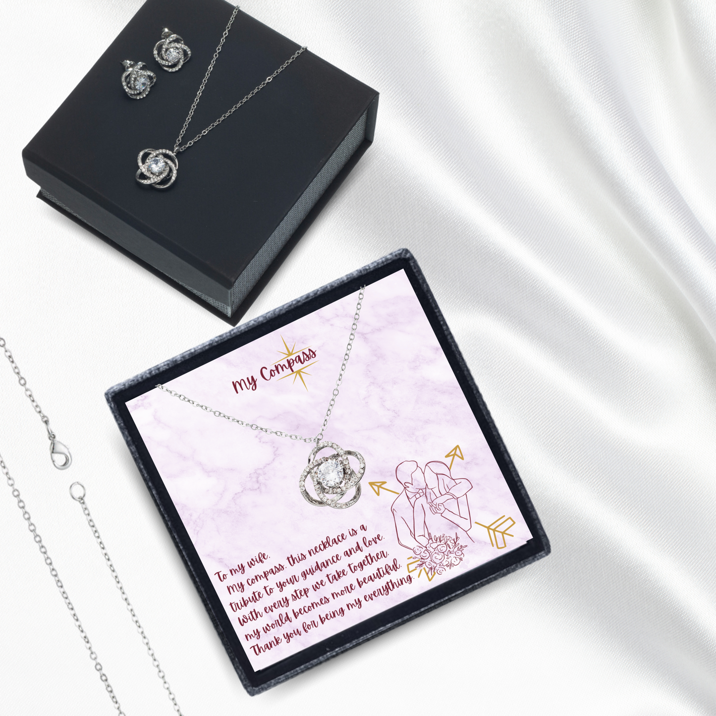 My Compass - Love Knot Necklace and Earring Set