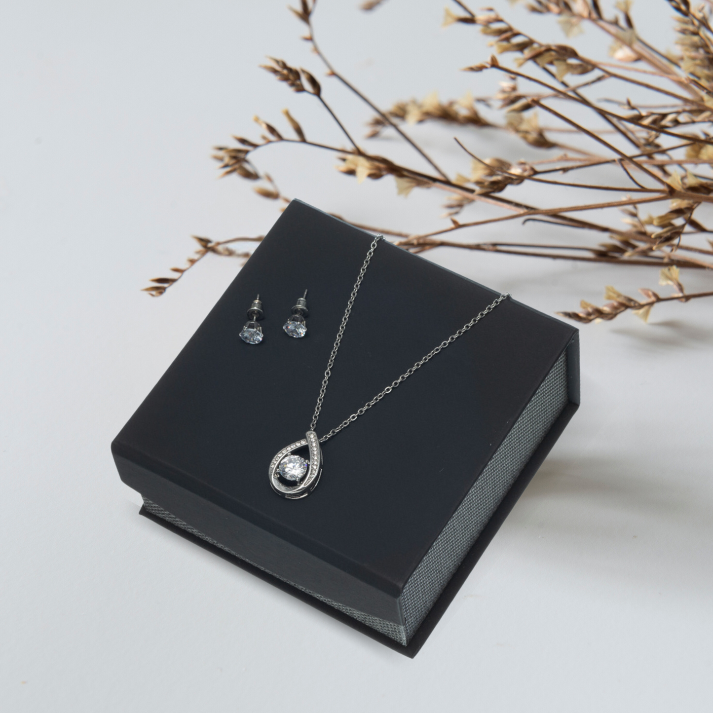 Cherished Moments - Floating Stone Necklace and Earring Set