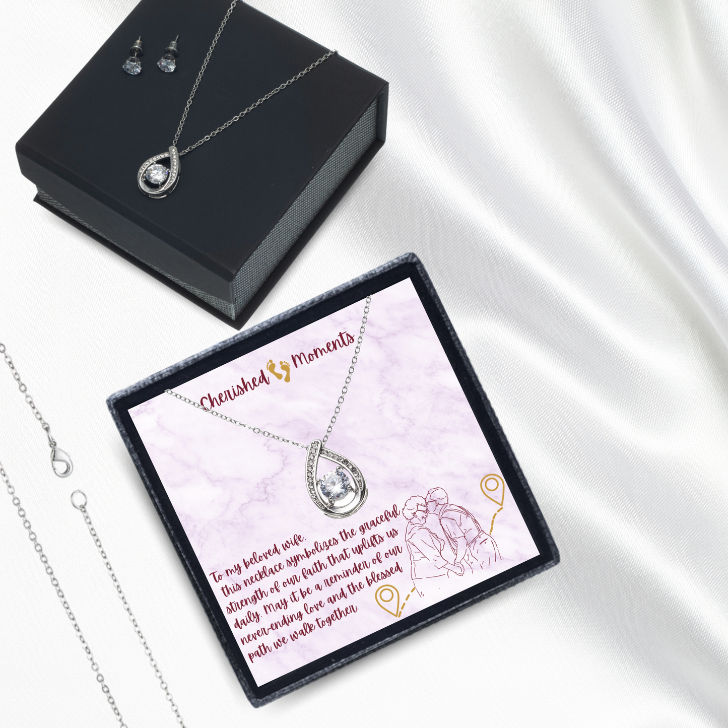 Cherished Moments - Floating Stone Necklace and Earring Set