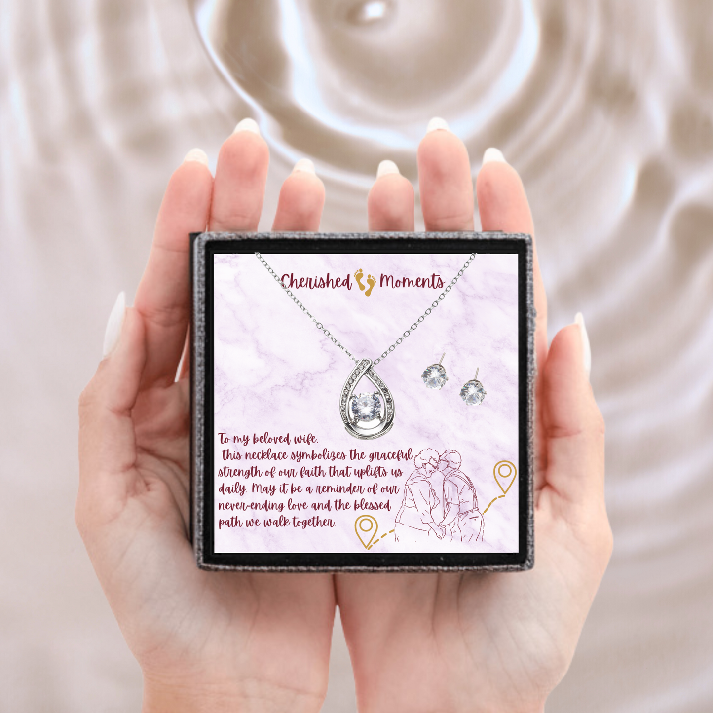 Cherished Moments - Floating Stone Necklace and Earring Set