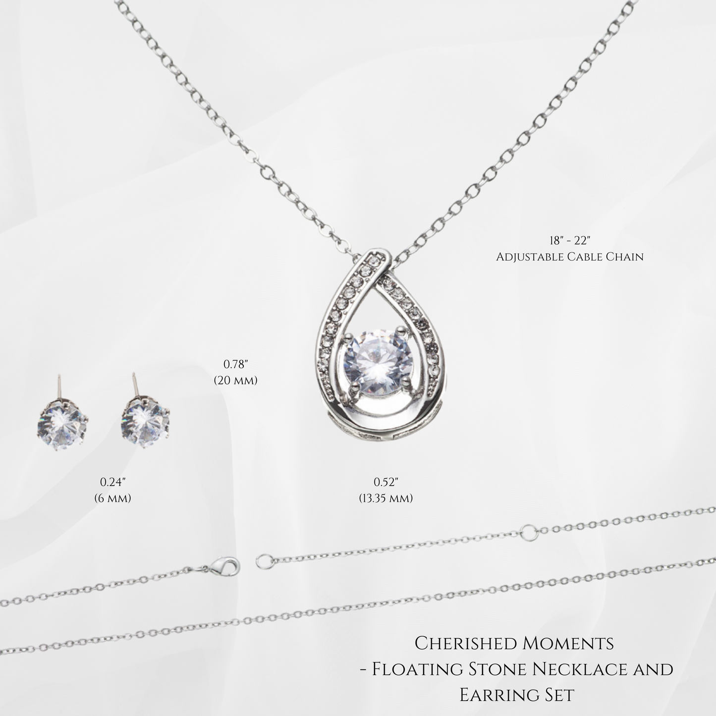 Cherished Moments - Floating Stone Necklace and Earring Set
