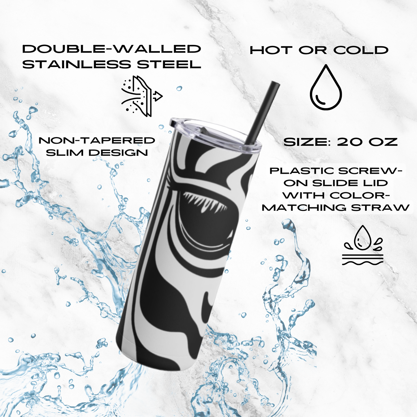 Wild Elegance 20oz Skinny Tumbler - With Straw